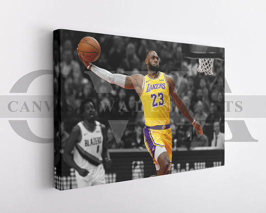 LeBron James Black & White Canvas Art Basketball Canvas Wall Art