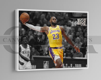 LeBron James Black & White Canvas Art Basketball Canvas Wall Art