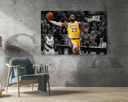 LeBron James Black & White Canvas Art Basketball Canvas Wall Art