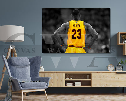 LeBron James Black & White Canvas Art Basketball Canvas Wall Art