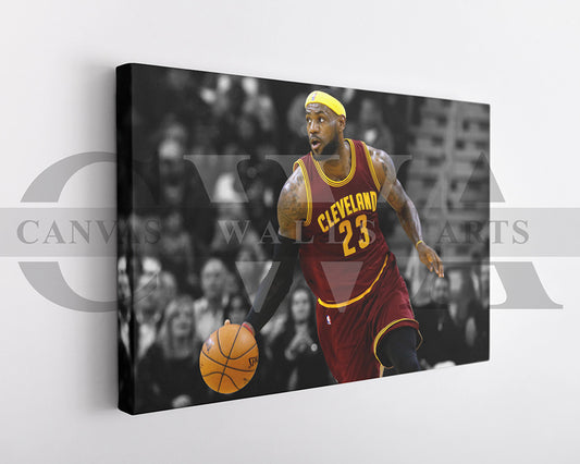 LeBron James Black & White Canvas Art Basketball Canvas Wall Art