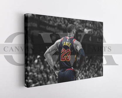 LeBron James Black & White Canvas Art Basketball Canvas Wall Art