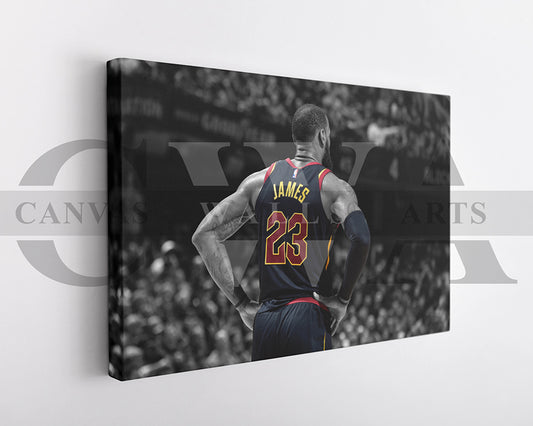 LeBron James Black & White Canvas Art Basketball Canvas Wall Art