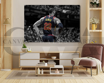 LeBron James Black & White Canvas Art Basketball Canvas Wall Art