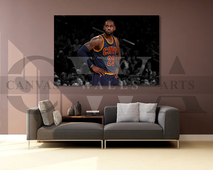 LeBron James Black & White Canvas Art Basketball Canvas Wall Art