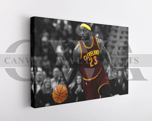 LeBron James Black & White Canvas Art Basketball Canvas Wall Art