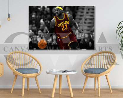 LeBron James Black & White Canvas Art Basketball Canvas Wall Art
