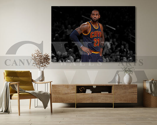 LeBron James Black & White Canvas Art Basketball Canvas Wall Art