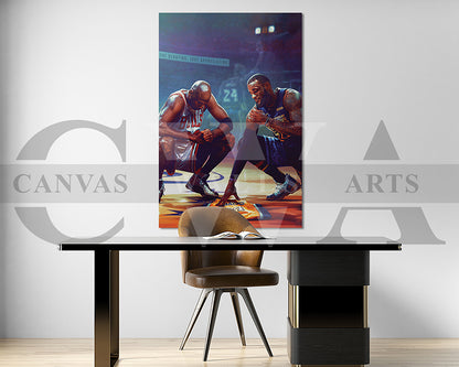 Lebron James & Michael Jordan Canvas Wall Art
