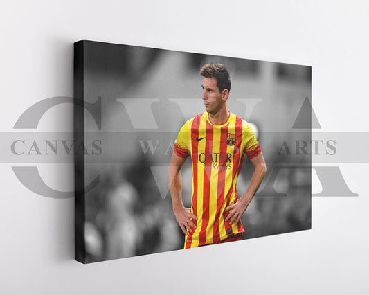Lionel Messi Black & White Canvas Art Soccer Canvas Wall Art