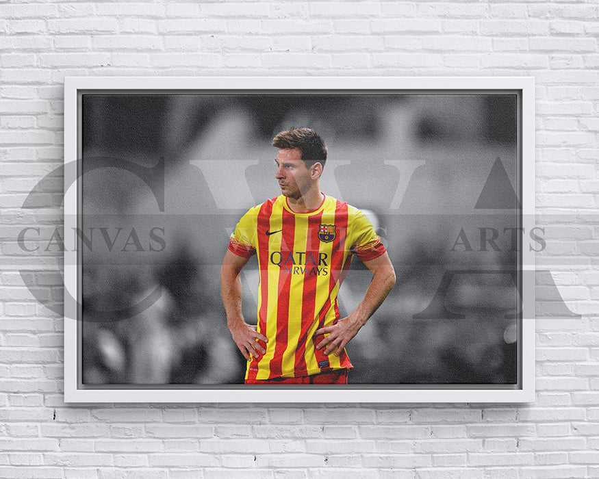 Lionel Messi Black & White Canvas Art Soccer Canvas Wall Art