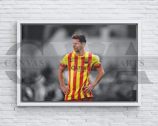 Lionel Messi Black & White Canvas Art Soccer Canvas Wall Art