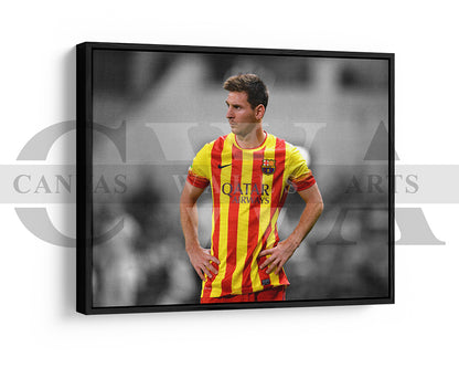Lionel Messi Black & White Canvas Art Soccer Canvas Wall Art