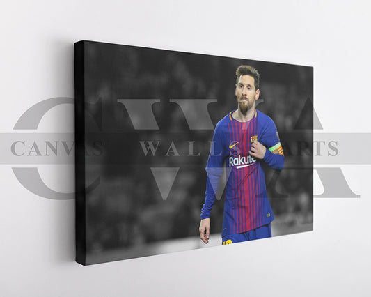 Lionel Messi Black & White Canvas Art Soccer Canvas Wall Art