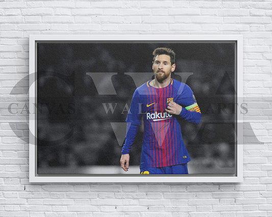 Lionel Messi Black & White Canvas Art Soccer Canvas Wall Art