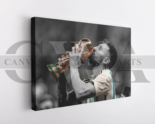 Lionel Messi Black & White Canvas Art Soccer Canvas Wall Art