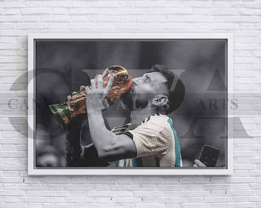 Lionel Messi Black & White Canvas Art Soccer Canvas Wall Art