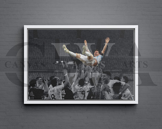 Lionel Messi Black & White Canvas Art Soccer Canvas Wall Art
