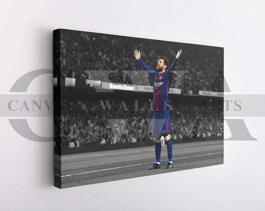 Lionel Messi Black & White Canvas Art Soccer Canvas Wall Art