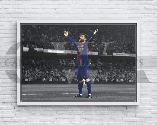 Lionel Messi Black & White Canvas Art Soccer Canvas Wall Art