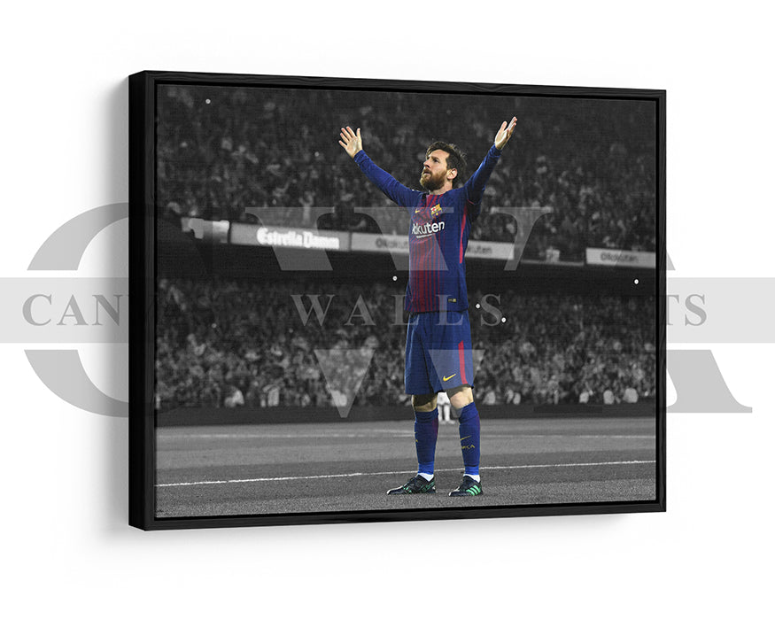 Lionel Messi Black & White Canvas Art Soccer Canvas Wall Art
