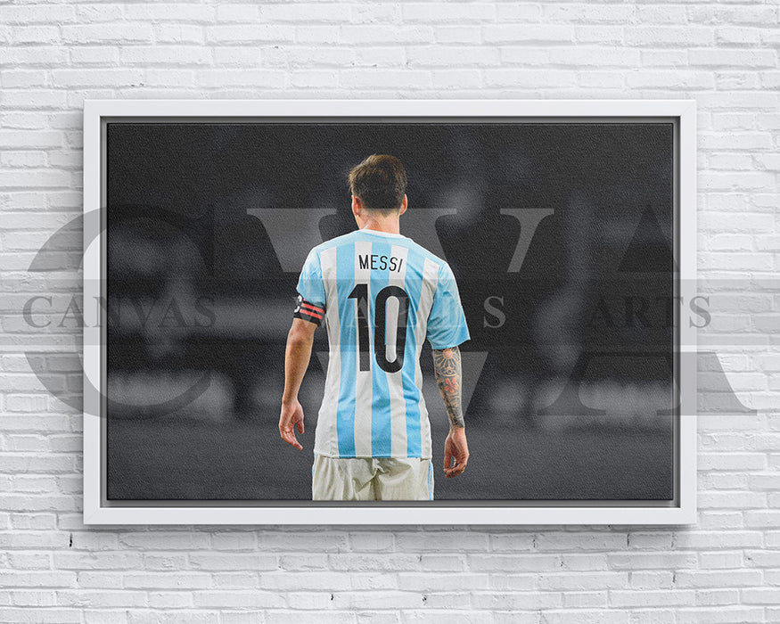 Lionel Messi Black & White Canvas Art Soccer Canvas Wall Art