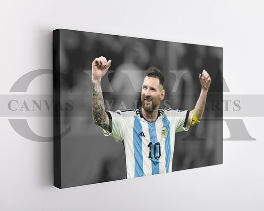 Lionel Messi Black & White Canvas Art Soccer Canvas Wall Art
