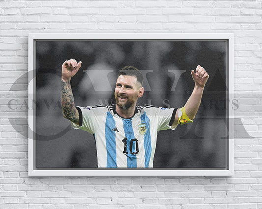 Lionel Messi Black & White Canvas Art Soccer Canvas Wall Art