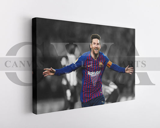 Lionel Messi Black & White Canvas Art Soccer Canvas Wall Art