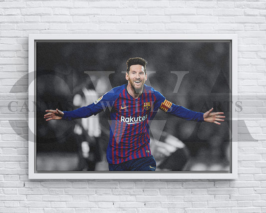 Lionel Messi Black & White Canvas Art Soccer Canvas Wall Art