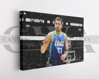 Luka Doncic Black & White Canvas Art Basketball Canvas Wall Art