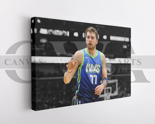 Luka Doncic Black & White Canvas Art Basketball Canvas Wall Art