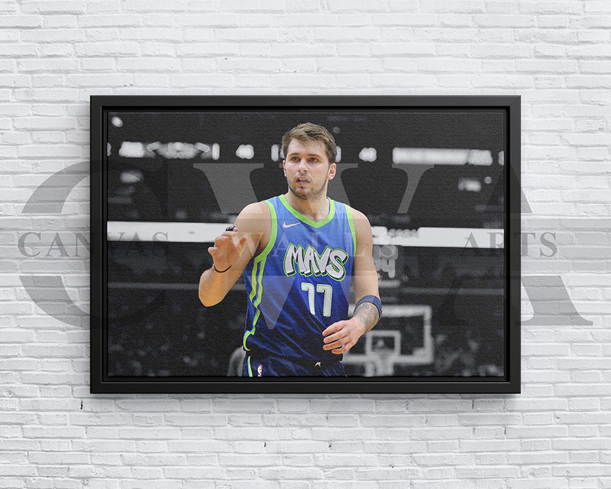 Luka Doncic Black & White Canvas Art Basketball Canvas Wall Art