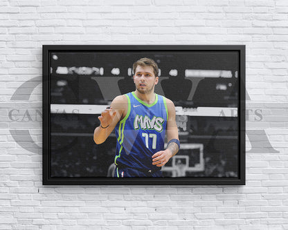 Luka Doncic Black & White Canvas Art Basketball Canvas Wall Art