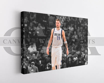 Luka Doncic Black & White Canvas Art Basketball Canvas Wall Art
