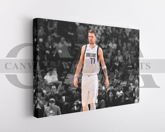 Luka Doncic Black & White Canvas Art Basketball Canvas Wall Art