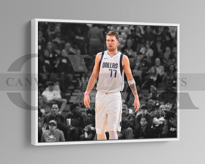 Luka Doncic Black & White Canvas Art Basketball Canvas Wall Art