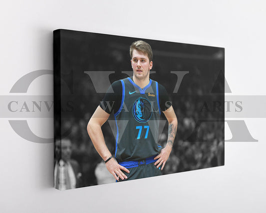 Luka Doncic Black & White Canvas Art Basketball Canvas Wall Art