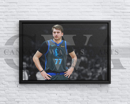 Luka Doncic Black & White Canvas Art Basketball Canvas Wall Art