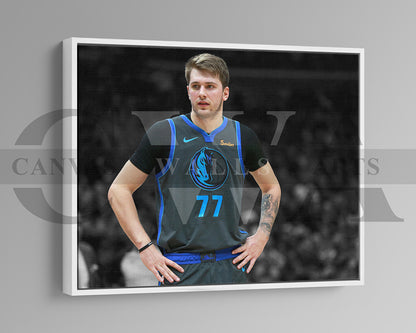 Luka Doncic Black & White Canvas Art Basketball Canvas Wall Art