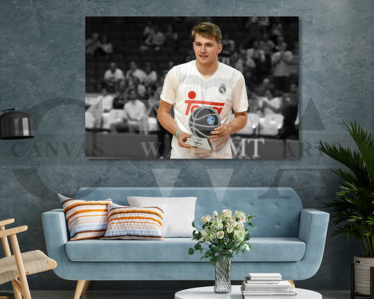 Luka Doncic Black & White Canvas Art Basketball Canvas Wall Art