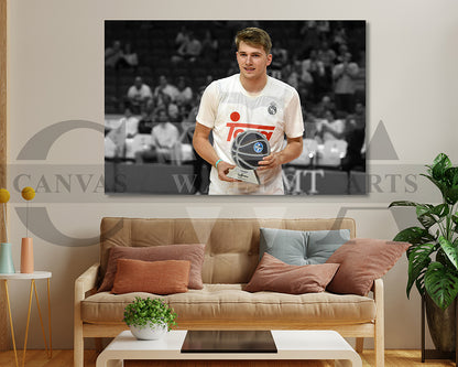 Luka Doncic Black & White Canvas Art Basketball Canvas Wall Art
