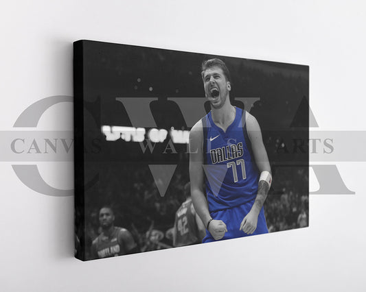 Luka Doncic Black & White Canvas Art Basketball Canvas Wall Art