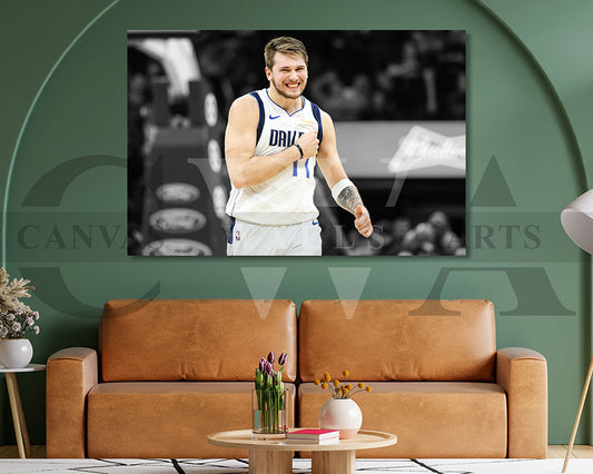 Luka Doncic Black & White Canvas Art Basketball Canvas Wall Art
