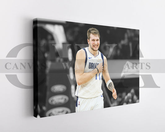 Luka Doncic Black & White Canvas Art Basketball Canvas Wall Art