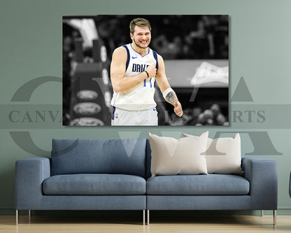 Luka Doncic Black & White Canvas Art Basketball Canvas Wall Art