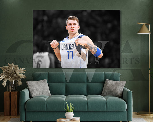 Luka Doncic Black & White Canvas Art Basketball Canvas Wall Art