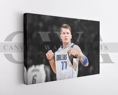 Luka Doncic Black & White Canvas Art Basketball Canvas Wall Art