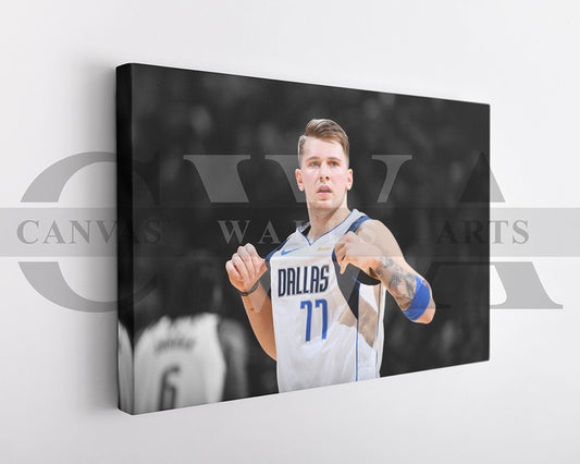Luka Doncic Black & White Canvas Art Basketball Canvas Wall Art