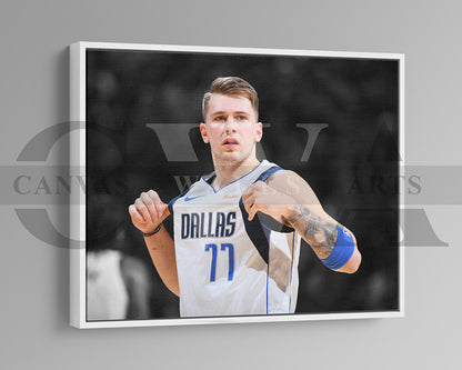 Luka Doncic Black & White Canvas Art Basketball Canvas Wall Art